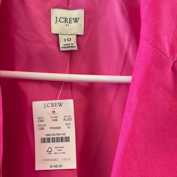 J. Crew Women's Pink linen Blazer size 10 - Picture 3 of 3